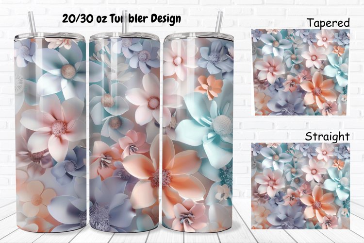 3D Pastel Flowers 20/30oz Skinny Tumbler
