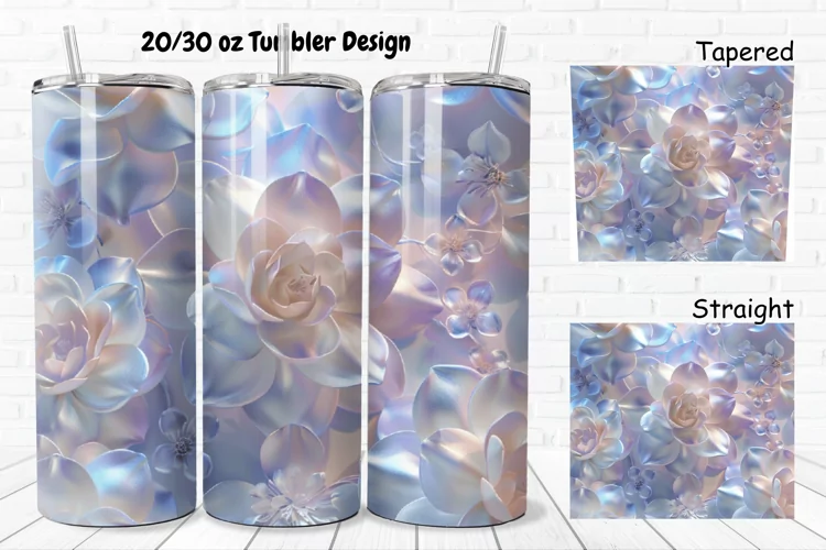 3D Pastel Flowers 20/30oz Skinny Tumbler