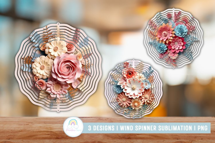 3D Flowers Wind Spinner Sublimation PNG