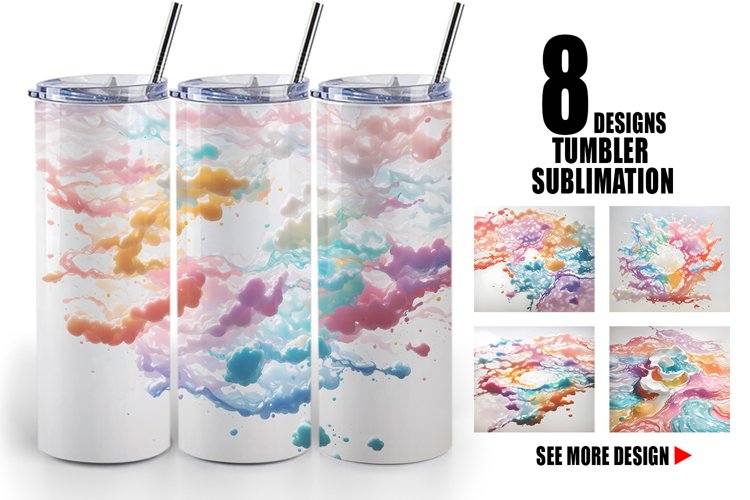 3D Pastel Liquids Colors | Tumbler Sublimation Wrap