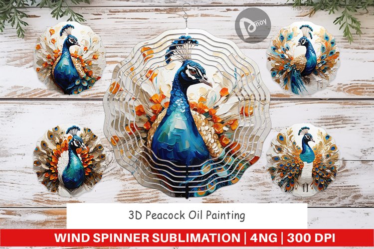 Wind Spinner 3D Peacock Painting