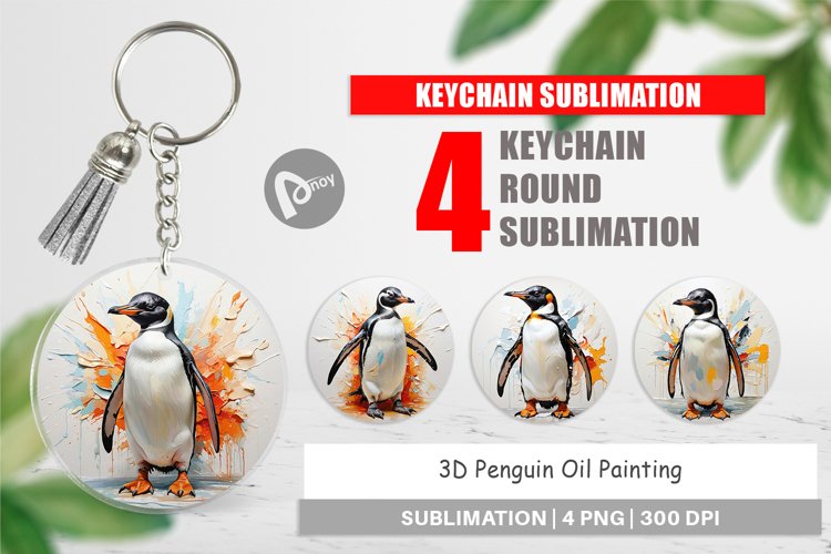 Keychain 3D Penguin Painting