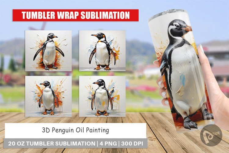 Tumbler Wrap 3D Penguin Painting
