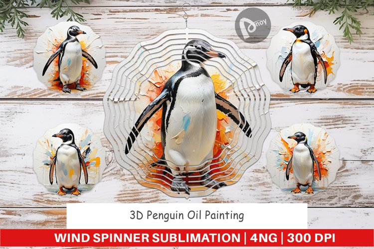 Wind Spinner 3D Penguin Painting