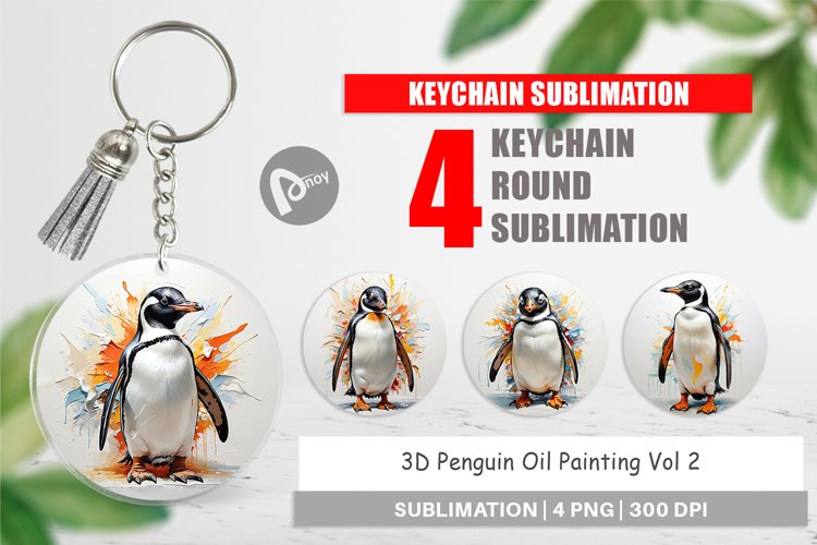 Keychain 3D Penguin Painting
