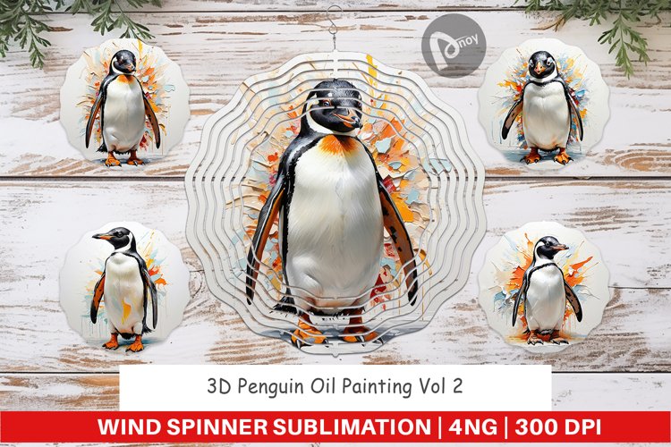 Wind Spinner 3D Penguin Painting