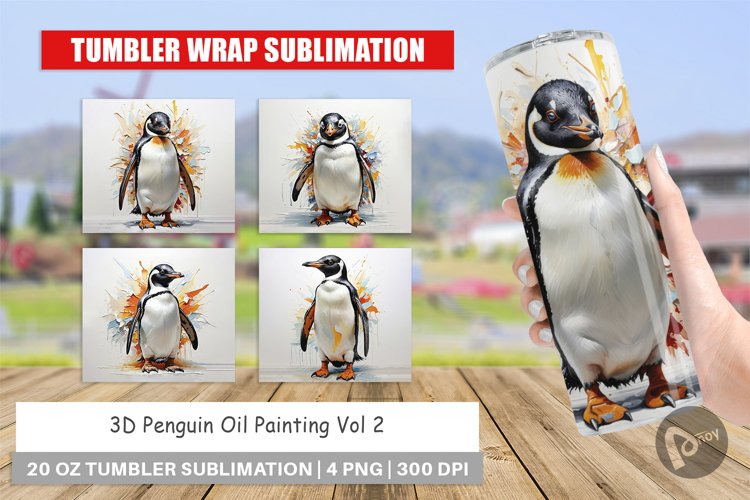 Tumbler Wrap 3D Penguin Painting