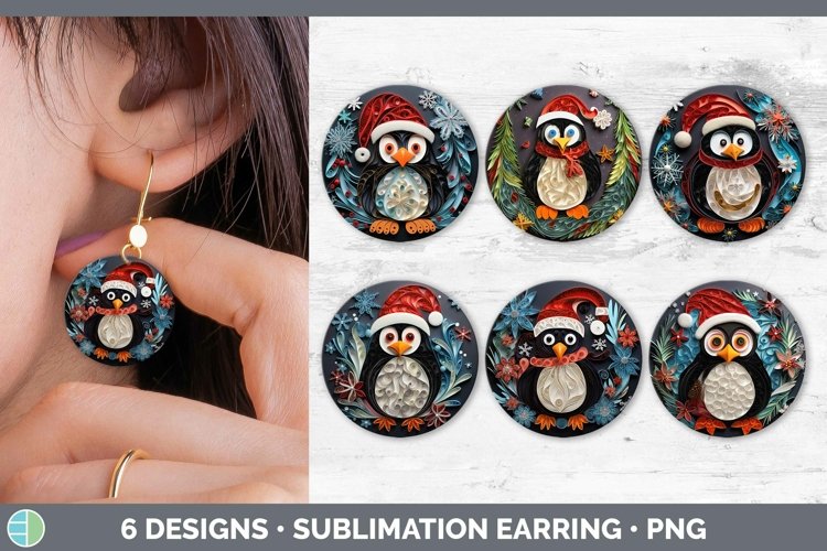 3D Penguin Round Earrings | Bundle Earrings Designs