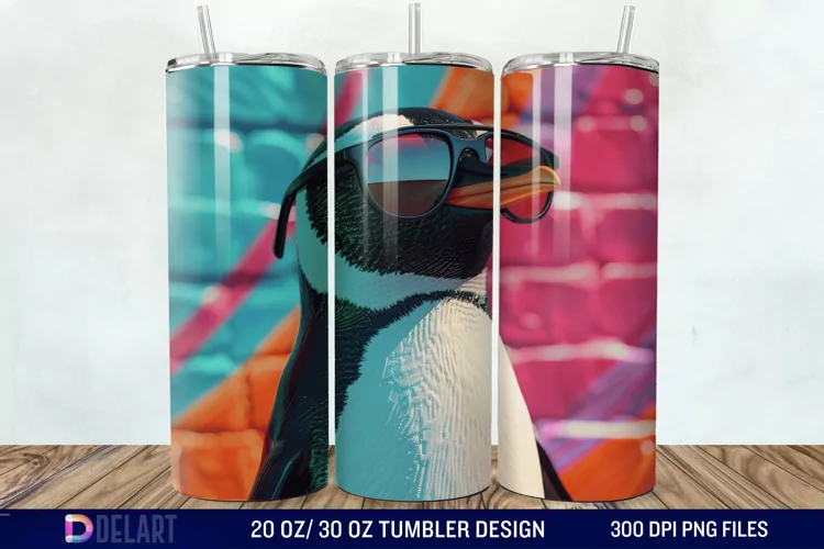 3D Penguin Wear Glasses Tumbler Wrap