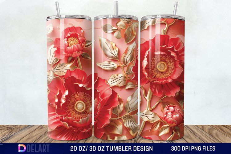 3D Peony Tumbler Wrap example image 1