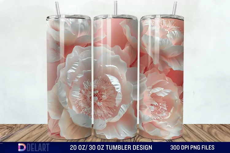 3D Peony Tumbler Wrap