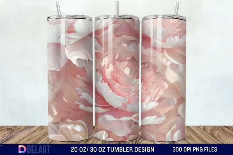 3D Peony Tumbler Wrap