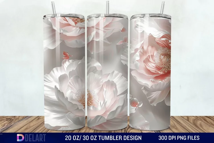 3D Peony Tumbler Wrap