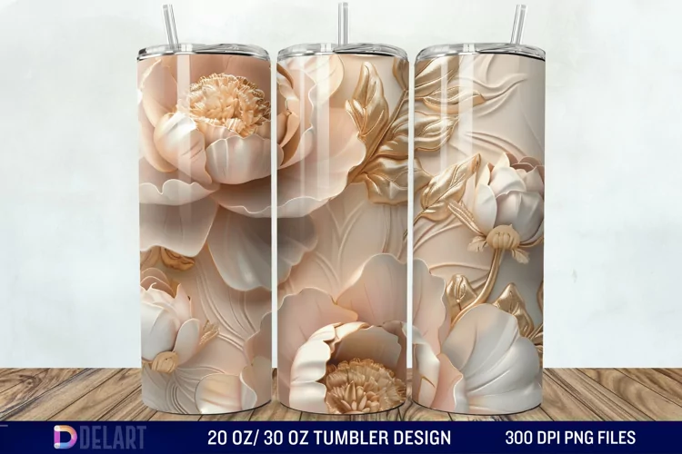 3D Peony Tumbler Wrap