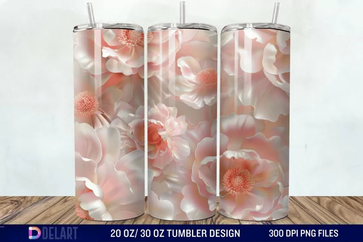 3D Peony Tumbler Wrap