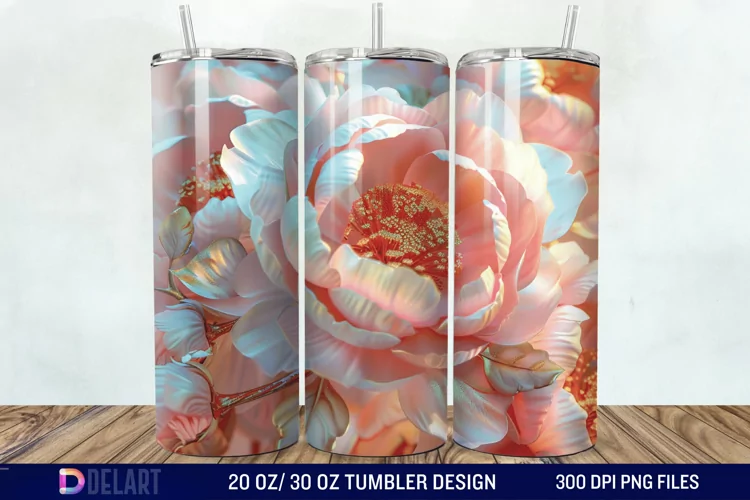 3D Peony Tumbler Wrap
