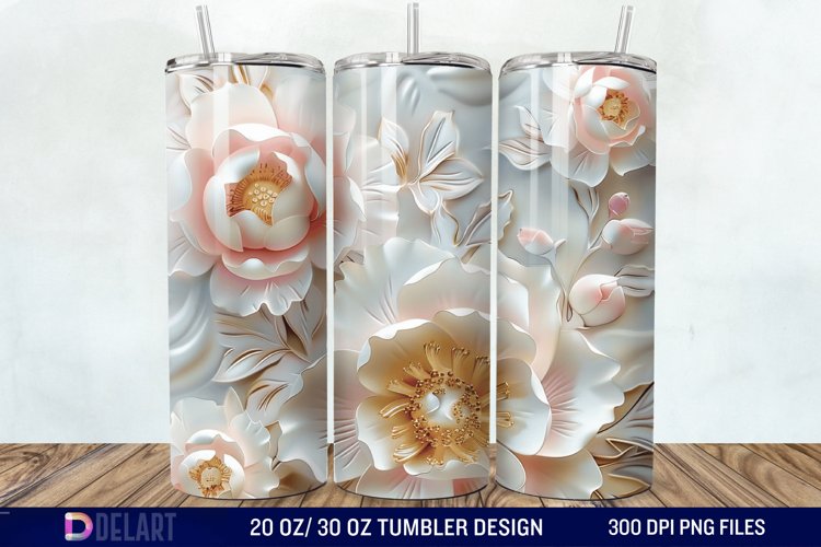 3D Peony Tumbler Wrap example image 1