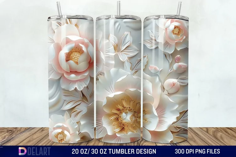 3D Peony Tumbler Wrap