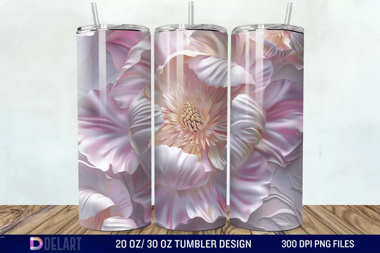 3D Peony Tumbler Wrap