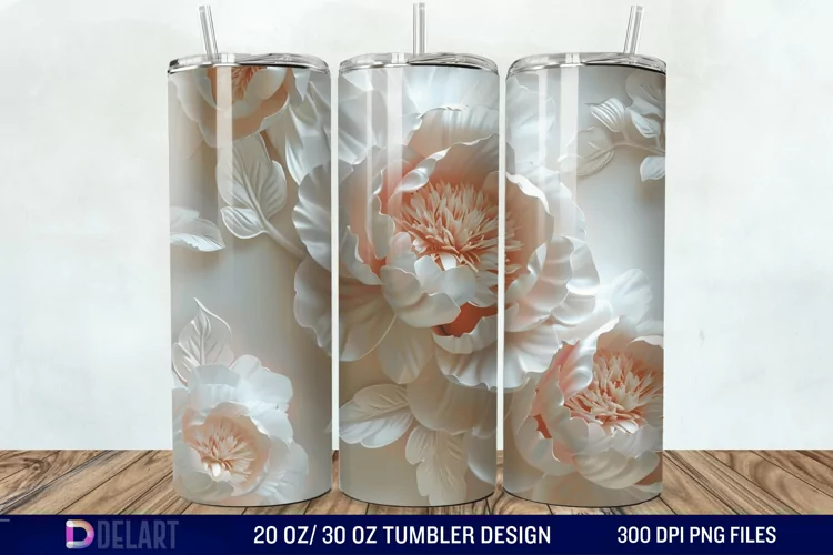 3D Peony Tumbler Wrap