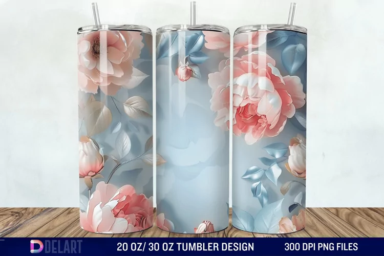3D Peony Tumbler Wrap