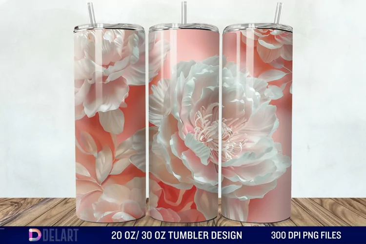3D Peony Tumbler Wrap