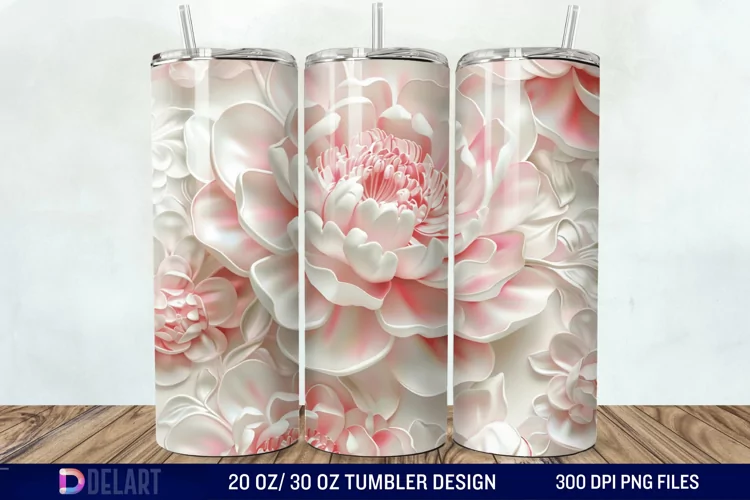 3D Peony Tumbler Wrap