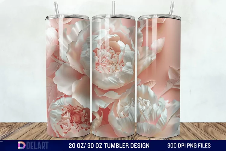 3D Peony Tumbler Wrap