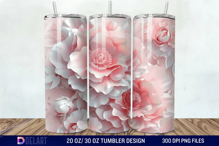 3D Peony Tumbler Wrap