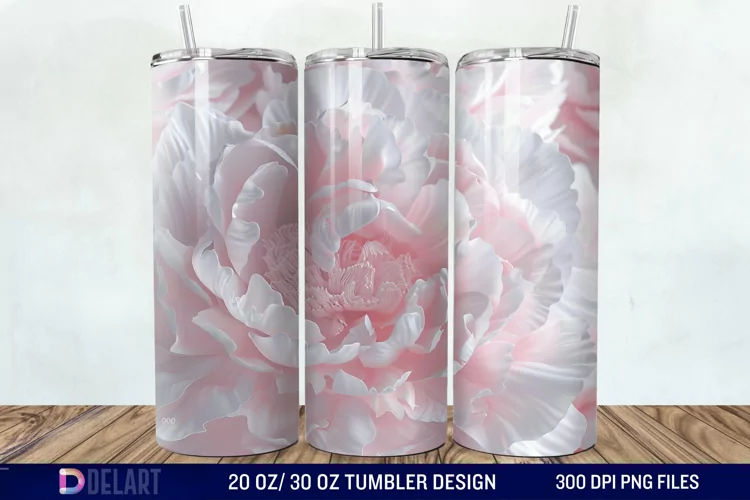 3D Peony Tumbler Wrap