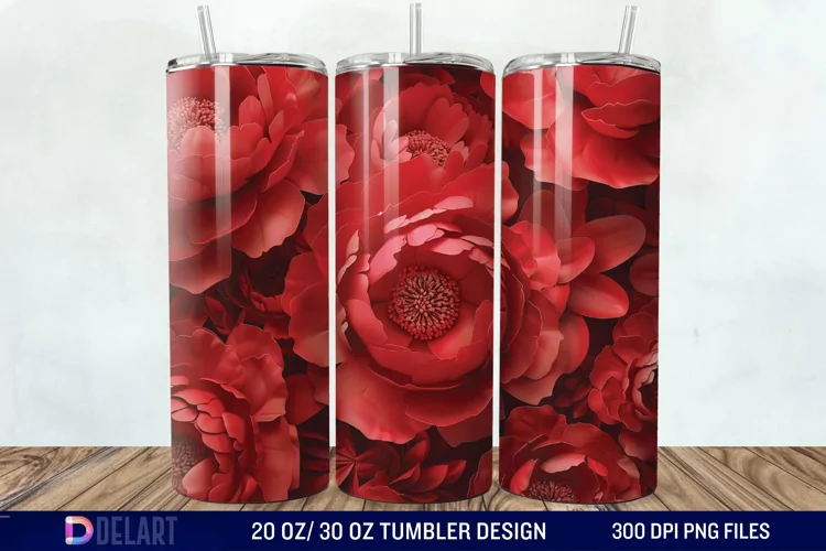 3D Peony Tumbler Wrap