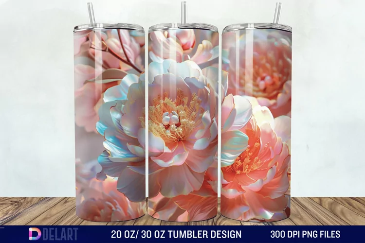 3D Peony Tumbler Wrap