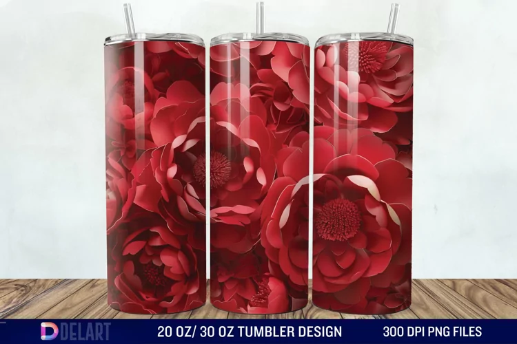 3D Peony Tumbler Wrap