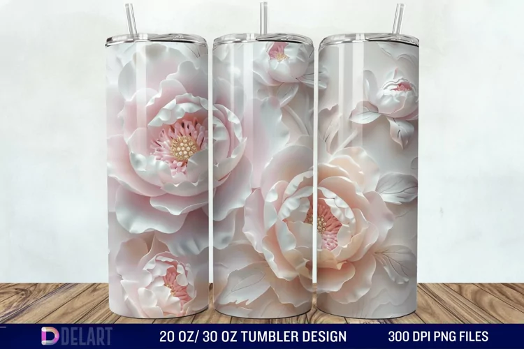 3D Peony Tumbler Wrap