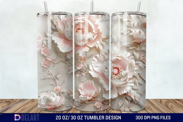 3D Peony Tumbler Wrap example image 1