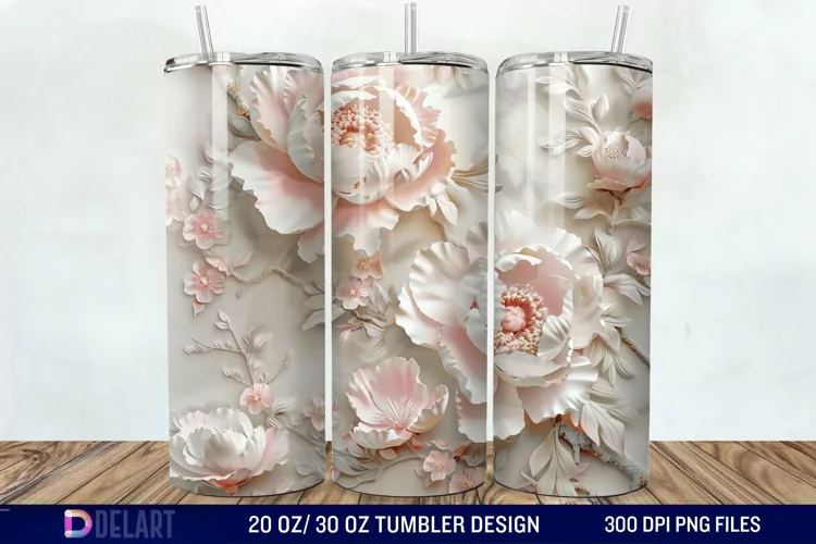 3D Peony Tumbler Wrap