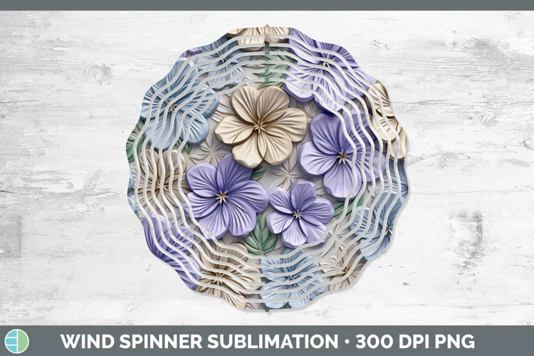 3D Periwinkle Flowers Wind Spinner | Sublimation Spinner Des