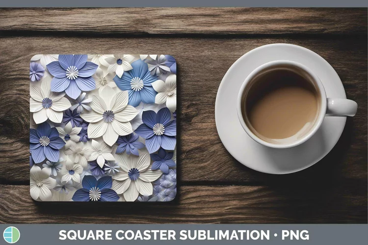 3D Periwinkle Square Coaster | Sublimation Coaster Designs
