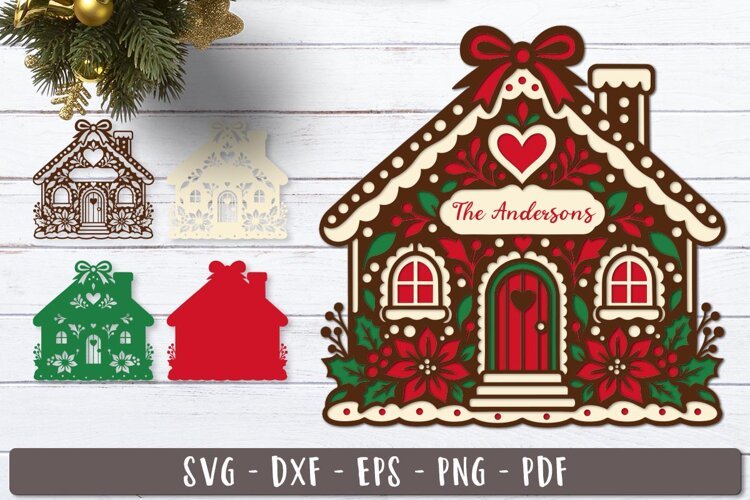 3d Personalized Gingerbread House SVG Layered design