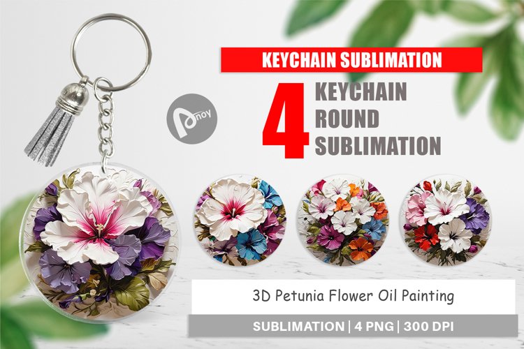 Keychain 3D Petunia Flower