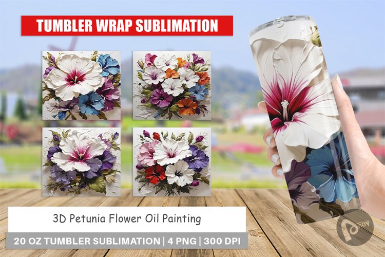 Tumbler Wrap 3D Petunia Flower