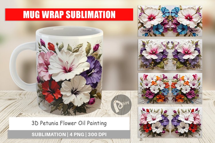 Mug Wrap Design 3D Petunia Flower