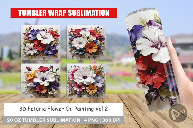 Tumbler Wrap 3D Petunia Flower