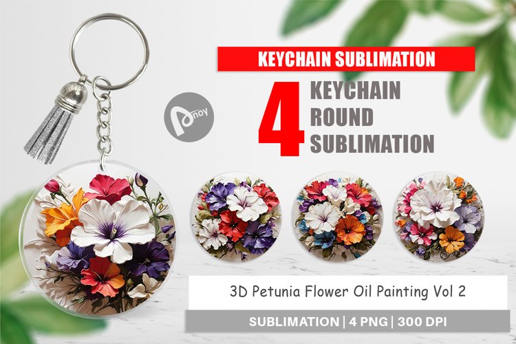 Keychain 3D Petunia Flower
