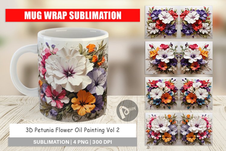 Mug Wrap Design 3D Petunia Flower