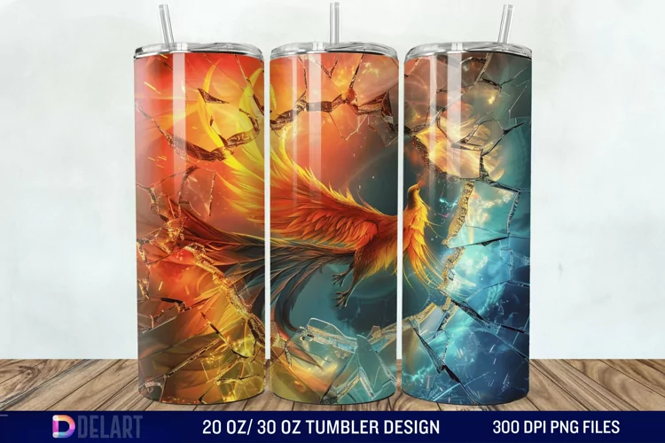 3D Phoenix Cracked Hole Tumbler Wrap