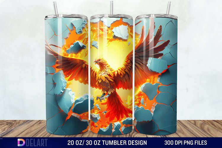 3D Phoenix Cracked Hole Tumbler Wrap example image 1