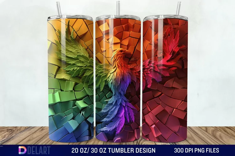 3D Phoenix Cracked Hole Tumbler Wrap
