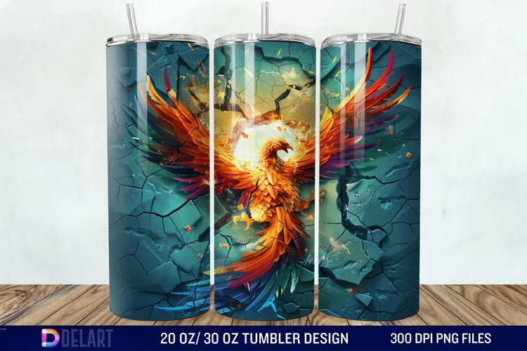 3D Phoenix Cracked Hole Tumbler Wrap