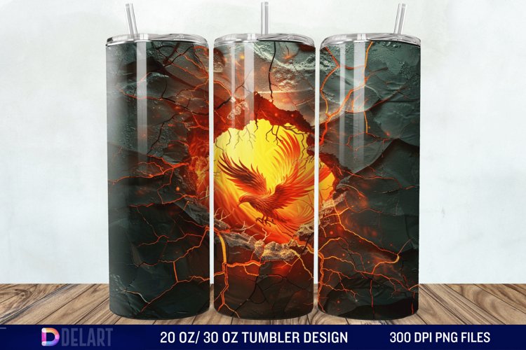 3D Phoenix Cracked Hole Tumbler Wrap example image 1
